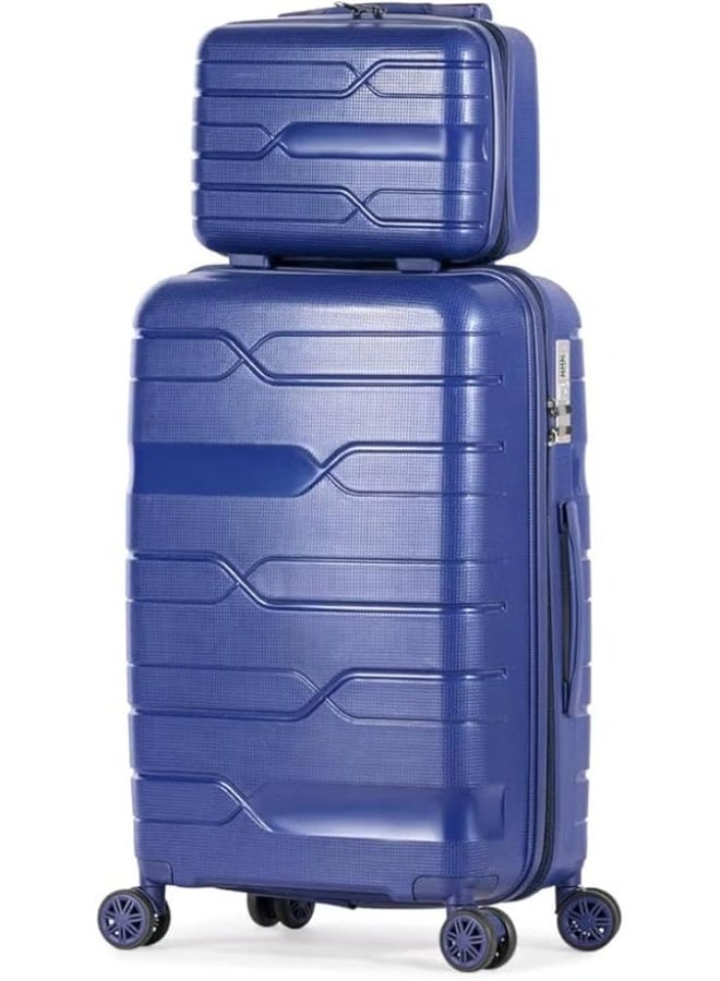 2-Piece Luggage Trolley Bags Set for Cabin – Metal Frame with Steel & Stainless Steel Blend, Rust & Shock Resistant, Unbreakable PP Materials, 8 Spinner Wheels, TSA Lock – Blue - Image 1