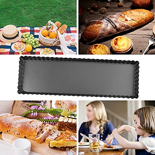 Cyimi Rectangular Tart Pan 14 Inch Nonstick Quiche Pie Pan with Removable Bottom Tart Pan for Pies, Quiche Bakeware, Cheese Cakes, Desserts - Image 4