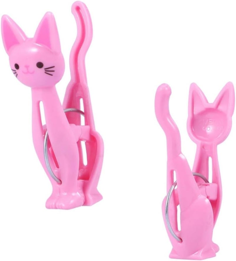 Pink Non Slip Cat Clothespins 4 Pack Beach Towel Sealing Clips Household Mood Enhancing - Image 1