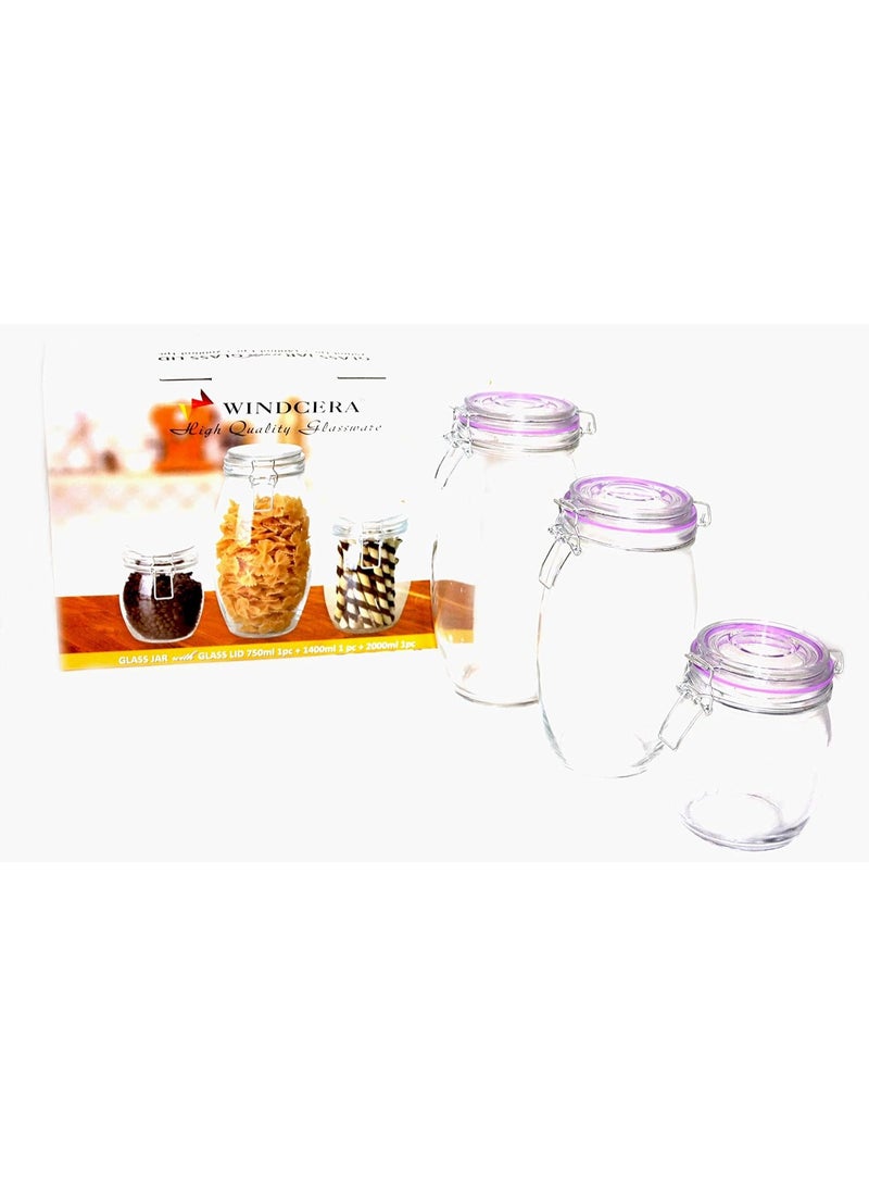 وايندسيرا برطمان زجاجي، زجاج، طقم من 3 قطع، شفاف، FC 20217 - Image 2