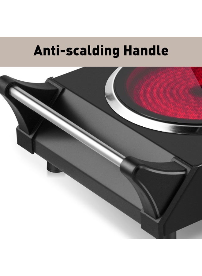 كوسيماكس لوحة ساخنة مزدوجة كهربائية ، 1200W + 900W لوحة التدفئة السيراميكية تحت الحمراء مع مقابض مضادة للتحرير المحمولة ، التحكم في درجة الحرارة المزدوجة ، متوافقة مع جميع أدوات الطبخ - Image 5