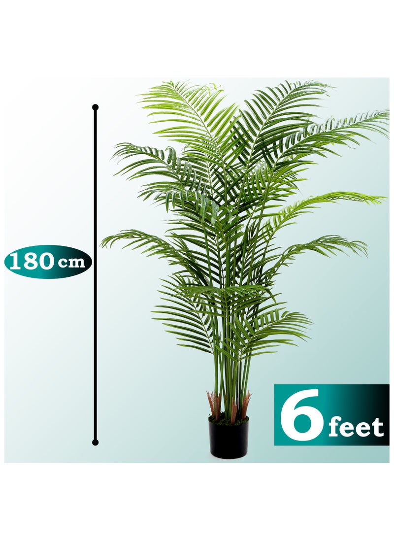 MAMATOONS 180CM Tall Artificial Palm Areca Tree Artificial Plant with Green Moss in Black Pot Realistic Faux Indoor Outdoor Decorative Plant for Home Office Living Room and Patio  - Image 2