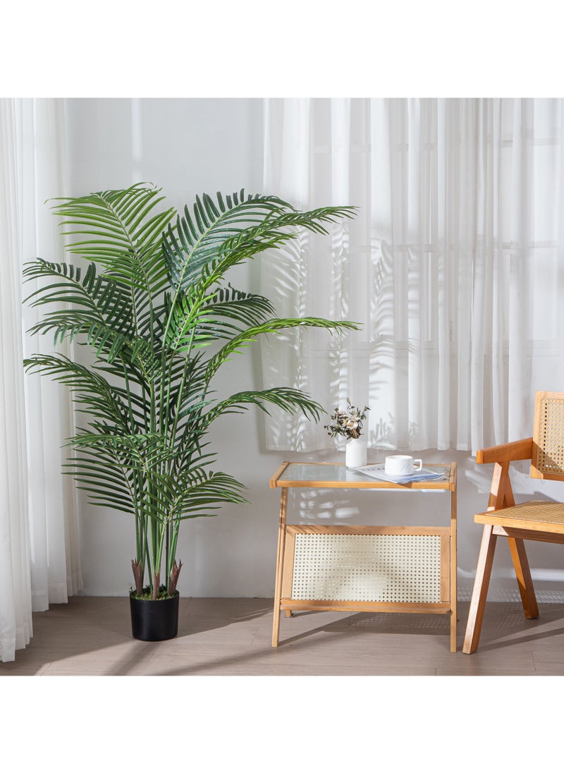 MAMATOONS 180CM Tall Artificial Palm Areca Tree Artificial Plant with Green Moss in Black Pot Realistic Faux Indoor Outdoor Decorative Plant for Home Office Living Room and Patio  - Image 3
