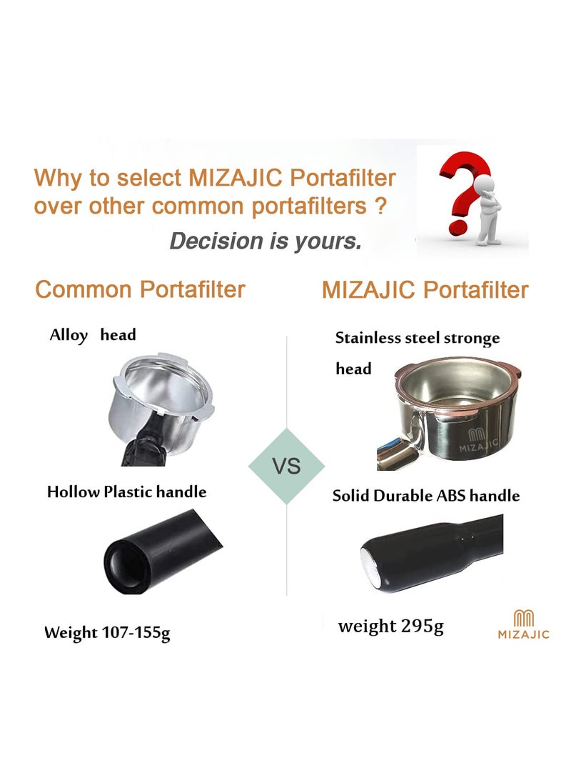 MIZAJIC - 51mm Bottomless Portafilter for Homix Edoolffe, Saachi, Ariete Coffee Machines with Stainless Steel Replacement Filter Basket and ABS Handle - Image 1