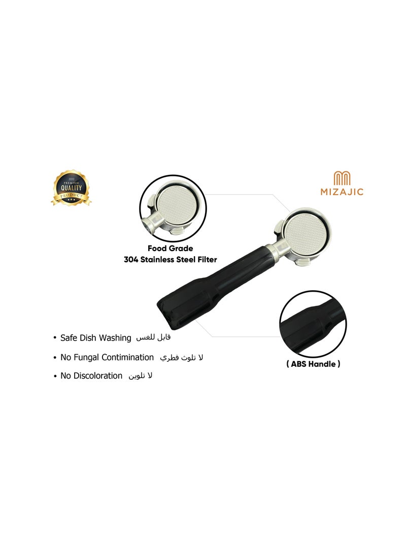 MIZAJIC - 51mm Bottomless Portafilter for Homix Edoolffe, Saachi, Ariete Coffee Machines with Stainless Steel Replacement Filter Basket and ABS Handle - Image 1