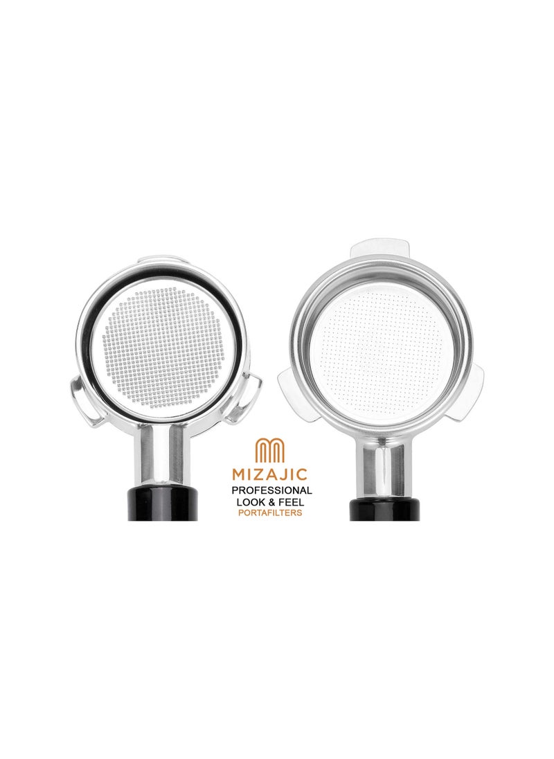 MIZAJIC - 51mm Bottomless Portafilter for Homix Edoolffe, Saachi, Ariete Coffee Machines with Stainless Steel Replacement Filter Basket and ABS Handle - Image 1