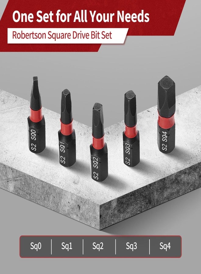 ColumPRO 5PCS Robertson Square Drive Bits, Premium S2 Alloy Steel Square Drill Bit Set, Size # 0,1,2,3,4, 1/4 Inch Hex Shank, 1 inch Long - Image 2