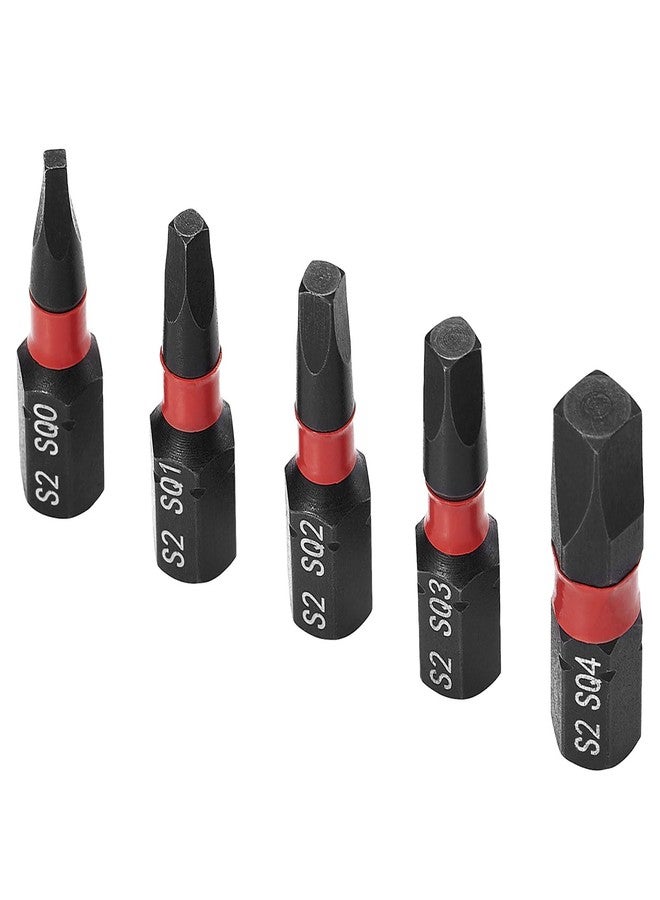 ColumPRO 5PCS Robertson Square Drive Bits, Premium S2 Alloy Steel Square Drill Bit Set, Size # 0,1,2,3,4, 1/4 Inch Hex Shank, 1 inch Long - Image 1