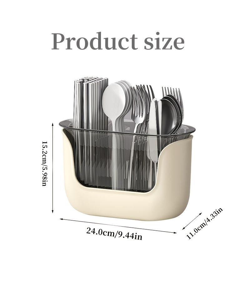 1pc Pink No Drill Multifunctional ABS Kitchen Utensil Organizer With Drainage Space Saving Countertop Storage For Chopsticks Forks Spoons Knives And More Sleek Modern Design Easy Clean - Image 3