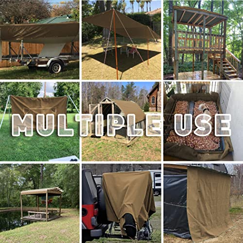 CARTMAN Finished Size 5x7 Feet Tan Canvas Tarp with Rustproof Grommets, 12 Oz Heavy Duty Multipurpose Tarpaulin Cover for Canopy Tent, Roof, Camping, Woodpile - Image 2