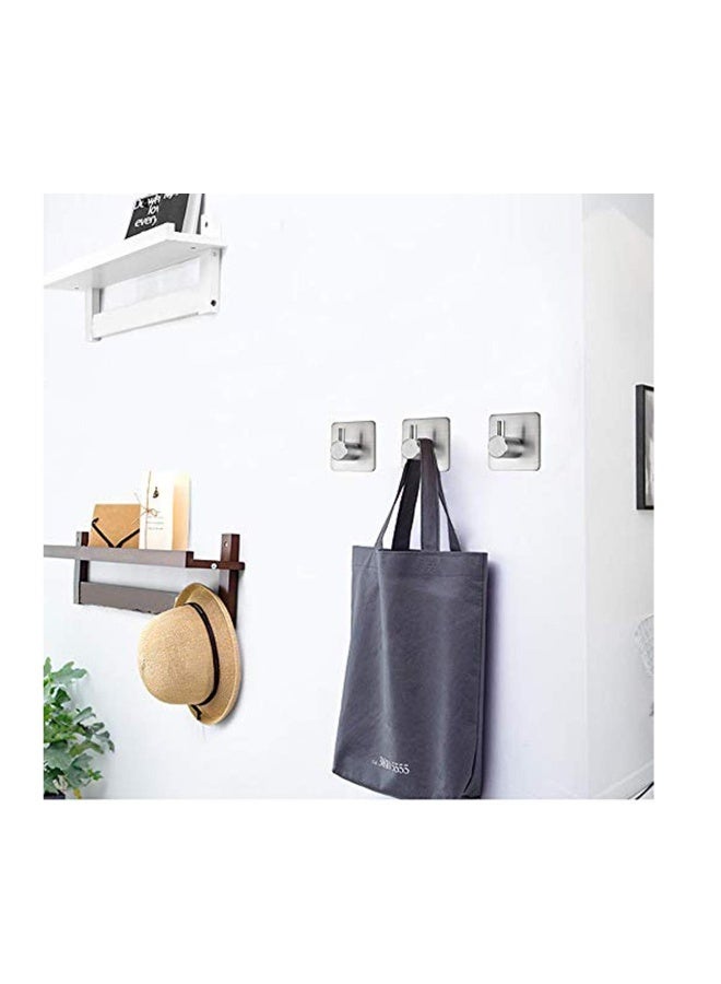 خطافات ذاتية، عبوة 4 قطع من خطافات الحائط المصنوعة من الفولاذ المقاوم للصدأ لتعليق القبعات في المطبخ، الحمام، المكتب، أو الخزانة - مضادة للماء، لا تحتاج إلى تثقيب، فقط غراء - Image 3