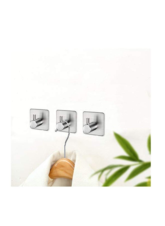 خطافات ذاتية، عبوة 4 قطع من خطافات الحائط المصنوعة من الفولاذ المقاوم للصدأ لتعليق القبعات في المطبخ، الحمام، المكتب، أو الخزانة - مضادة للماء، لا تحتاج إلى تثقيب، فقط غراء - Image 2