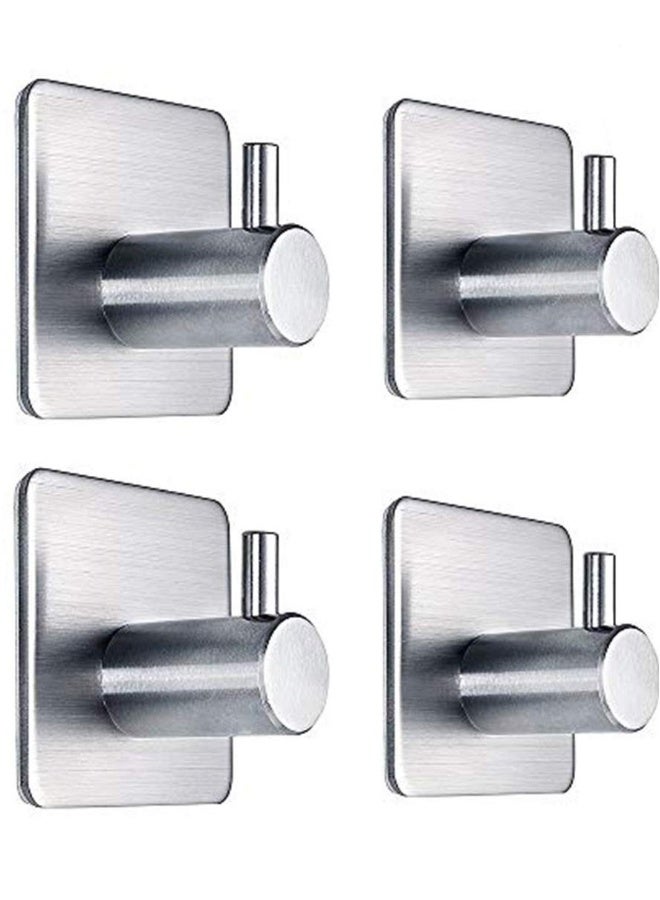 خطافات ذاتية، عبوة 4 قطع من خطافات الحائط المصنوعة من الفولاذ المقاوم للصدأ لتعليق القبعات في المطبخ، الحمام، المكتب، أو الخزانة - مضادة للماء، لا تحتاج إلى تثقيب، فقط غراء - Image 1