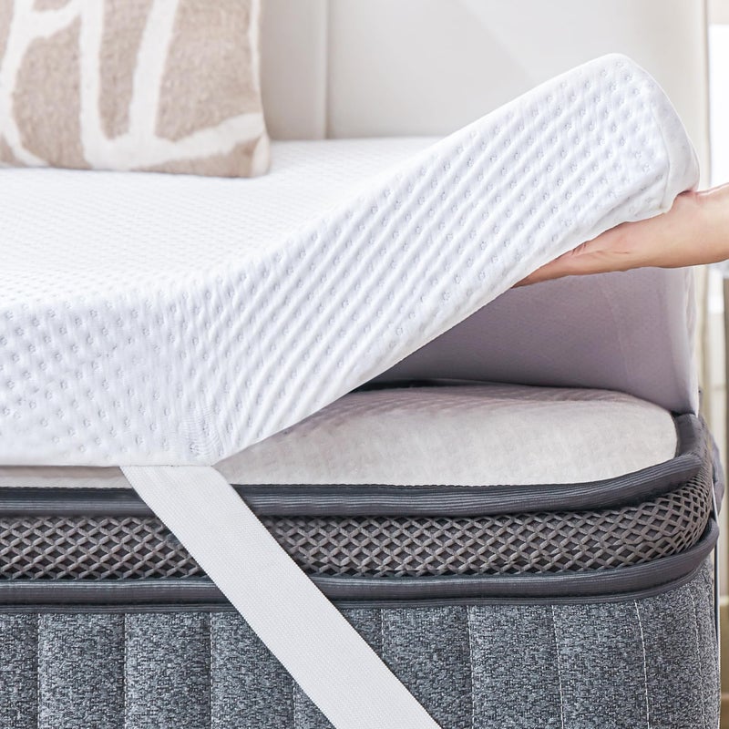 SINWEEK 2 Inch Memory Foam Mattress Topper Twin Size with Breathable Bamboo Cover, Pressure Relief Mattress Pad to Revitalize Old or Sagging Single Beds, Non-Slip and Machine Washable for Easy Care - Image 1