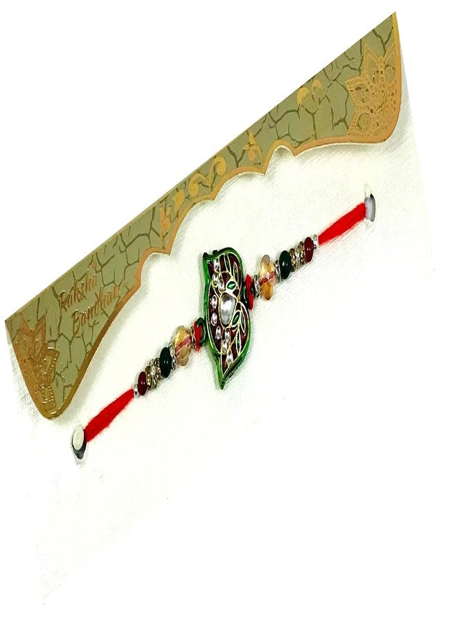 Evisha 3 Pcs Kundan Bracelet Rakhi For Brother | Rakhi Combo 239-240-241 | rakhi || rakhi set || rakhi for brother || rakhi for brother and bhabhi || rakhi combo || bhaiya bhabhi rakhi || rakhi gifts - Image 4