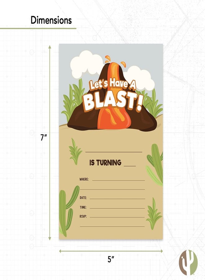 ديزرت كاكتوس بطاقات دعوة عيد ميلاد سعيد بتصميم بركان الصبار الصحراوي، النمط 1 (10 بطاقات) مع أظرف، لحفلات الأولاد والبنات والأطفال (10 قطع) - Image 3