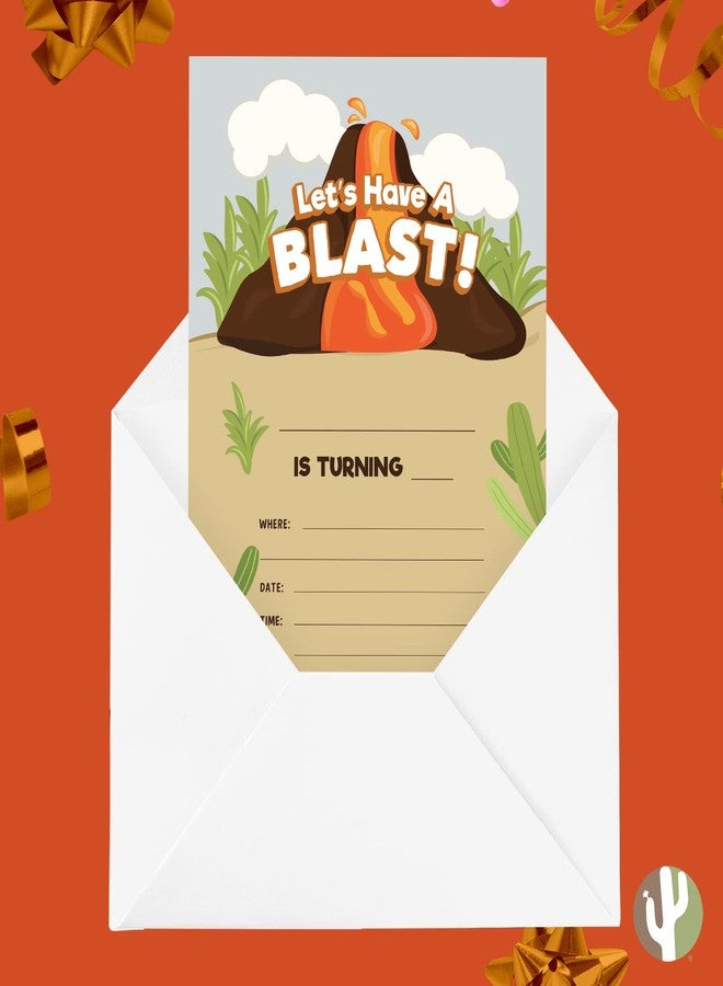 ديزرت كاكتوس بطاقات دعوة عيد ميلاد سعيد بتصميم بركان الصبار الصحراوي، النمط 1 (10 بطاقات) مع أظرف، لحفلات الأولاد والبنات والأطفال (10 قطع) - Image 5