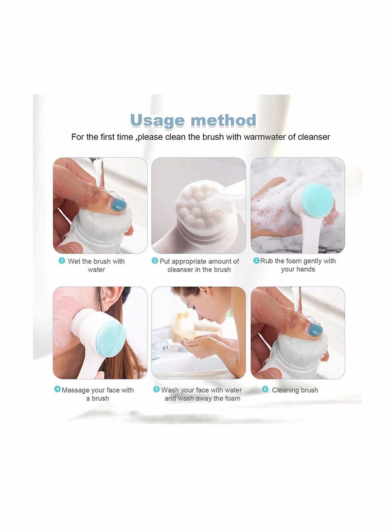 Silicone Double-headed Manual Facial Cleansing Brush Set (2 Pieces)