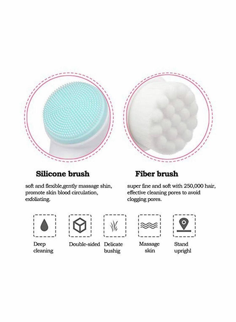 Silicone Double-headed Manual Facial Cleansing Brush Set (2 Pieces)