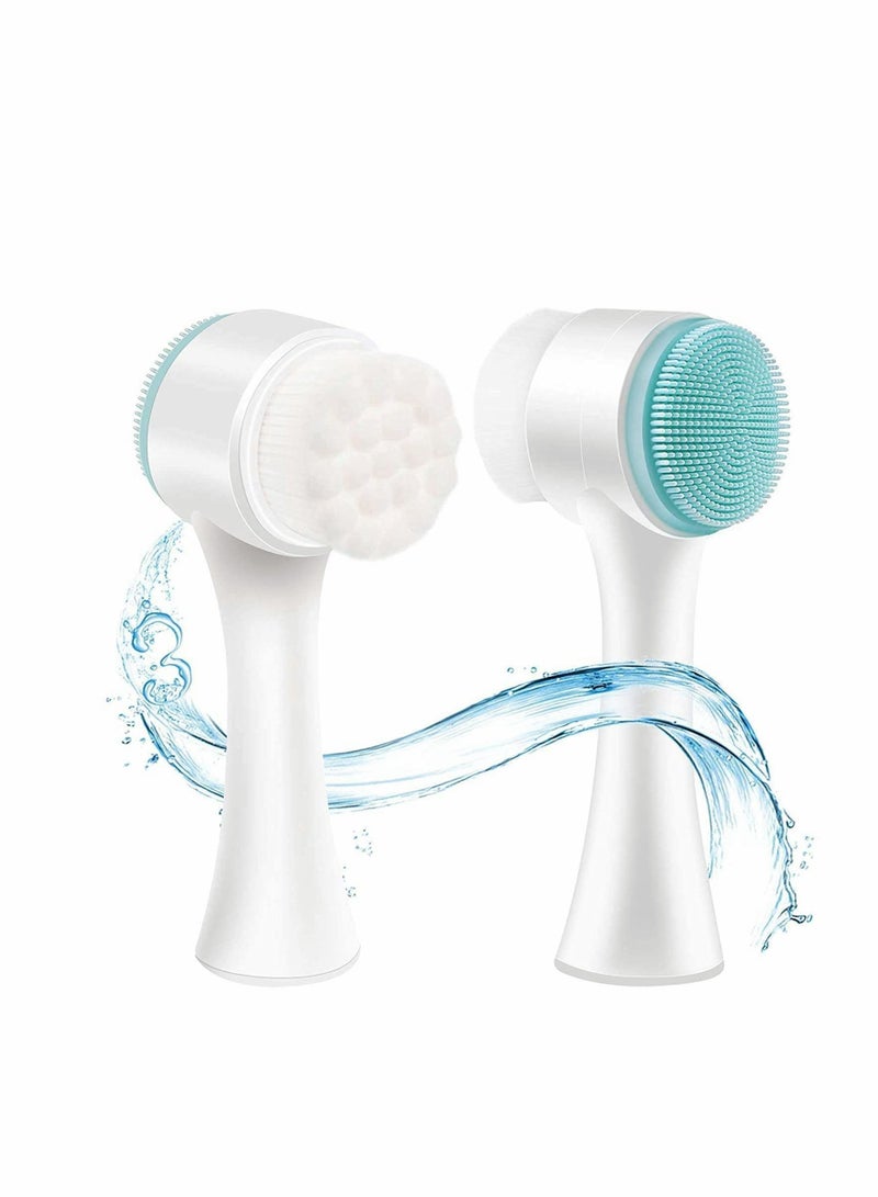Silicone Double-headed Manual Facial Cleansing Brush Set (2 Pieces)