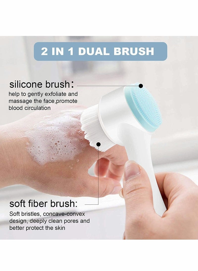 Silicone Double-headed Manual Facial Cleansing Brush Set (2 Pieces)