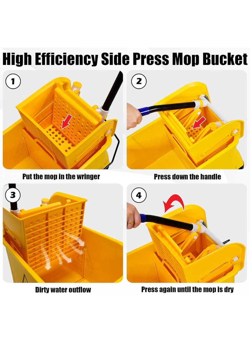 شاهين عربة نظافة صغيرة مزودة بعجلات ودلو سعة 20لتر بالاضافة الى عصارة - Image 4