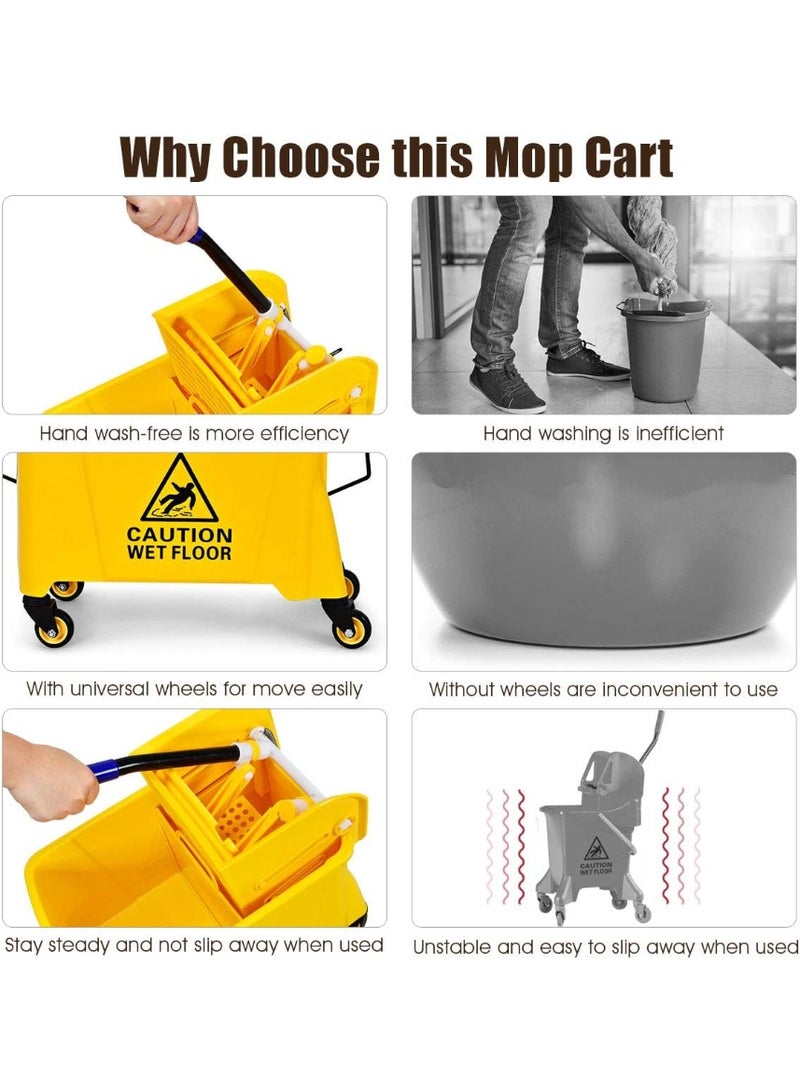 شاهين عربة نظافة صغيرة مزودة بعجلات ودلو سعة 20لتر بالاضافة الى عصارة - Image 3