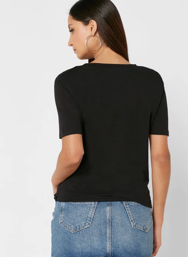 RIVER ISLAND Crew Neck Wrap T-Shirt