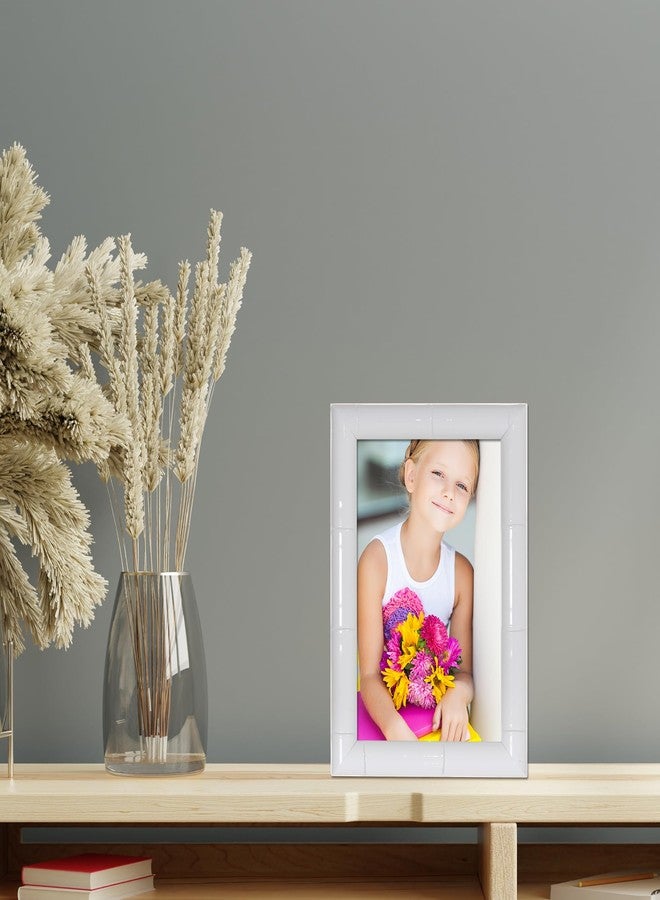 Lawrence Frames White Picture Frame - Bamboo Design - 4x6 - Image 3