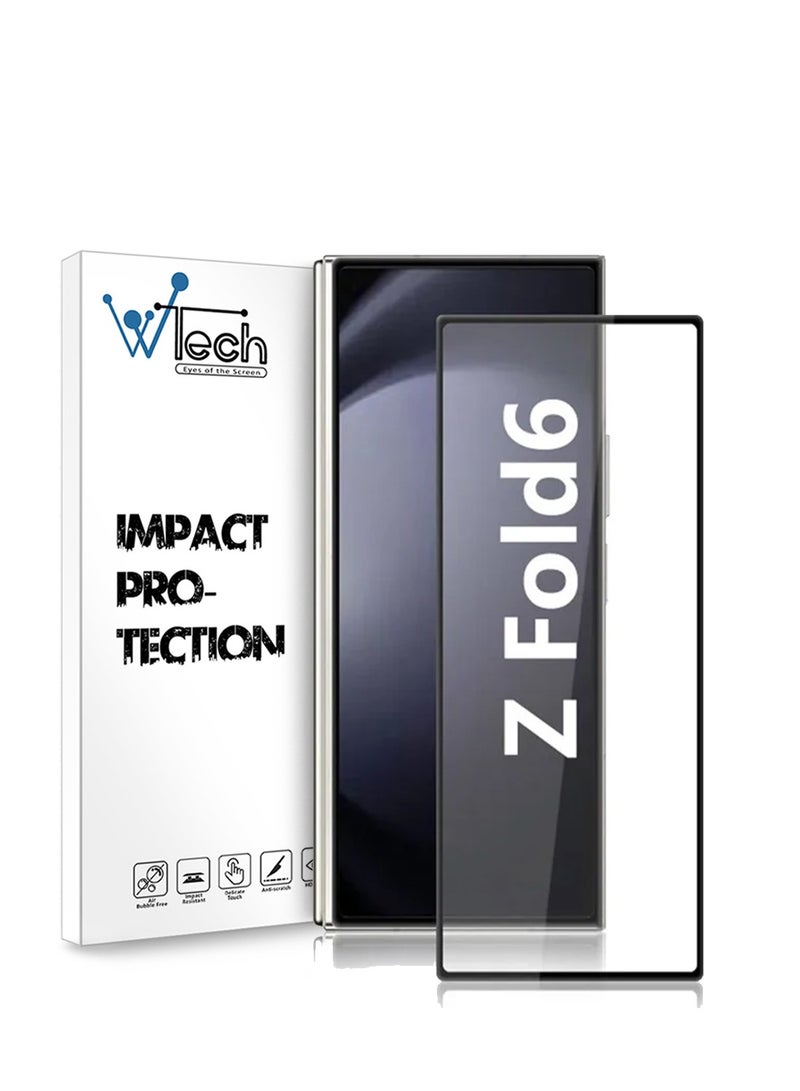 Wtech Samsung Galaxy Z Fold6 5G 2024 Premium E2E Full Glue Full Cover Tempered Glass Screen Protector (MSGECN) -  Clear/Black - Image 1