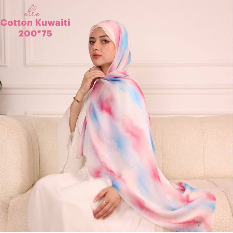 طرحة وشاح حجاب إسلامي قطن كويتي فاخر للنساء – للمناسبات والاستخدام اليومي – مقاس 200 × 75 سم