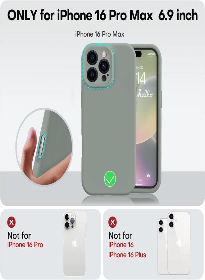 Vooii Compatible with iPhone 16 Pro Max Case, Liquid Silicone Upgrade [Camera Protection] [Soft Anti-Scratch Microfiber Lining] Shockproof Phone Case for iPhone 16 Pro Max 6.9 inch - Calke Green - Image 5