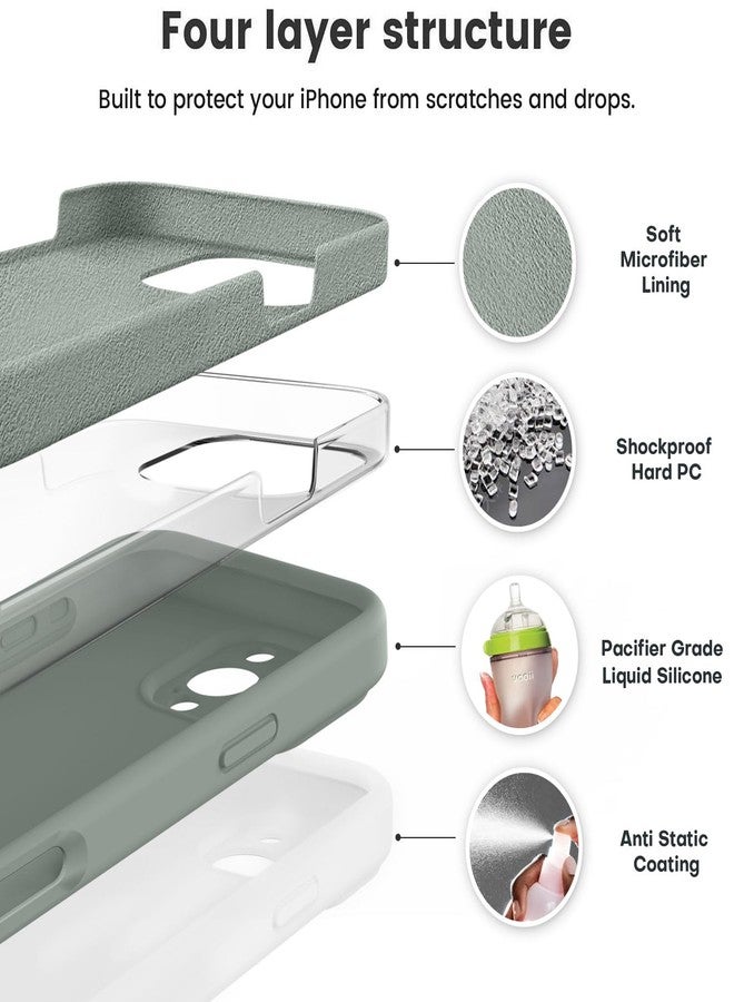Vooii Compatible with iPhone 16 Pro Max Case, Liquid Silicone Upgrade [Camera Protection] [Soft Anti-Scratch Microfiber Lining] Shockproof Phone Case for iPhone 16 Pro Max 6.9 inch - Calke Green - Image 2