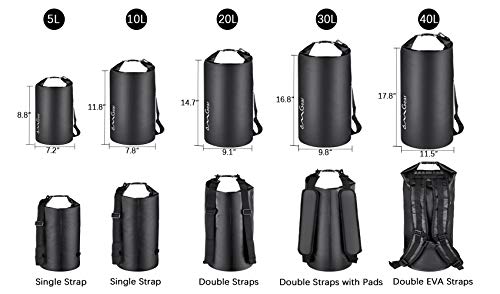 OMGear Waterproof Dry Bag Backpack Waterproof Phone Pouch 40L/30L/20L/10L/5L Floating Dry Sack for Kayaking Boating Sailing Canoeing Rafting Hiking Camping Outdoors Activities (black, 20L) - Image 2