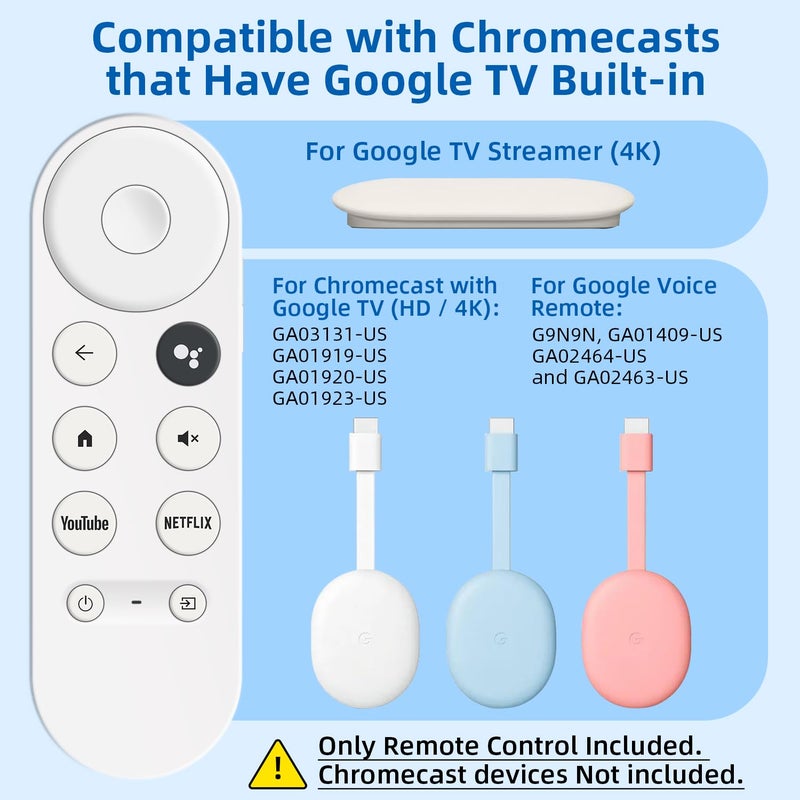 Nettech Replacement Remote for Chromecast with Google TV Built-in. 1-Year Full Warranty. - Image 2