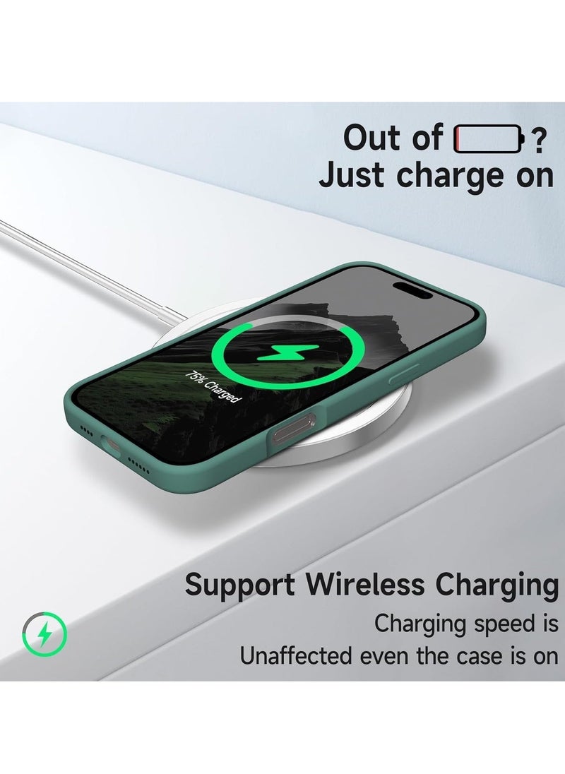 JAJEEK "New Soft Liquid Silicone Gel Case for iPhone 16 Pro Max – Full Body Shockproof Protection, Matte Finish & Soft Microfiber Lining (Pine Green)" - Image 3