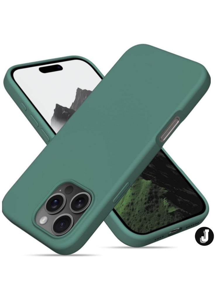 JAJEEK "New Soft Liquid Silicone Gel Case for iPhone 16 Pro Max – Full Body Shockproof Protection, Matte Finish & Soft Microfiber Lining (Pine Green)" - Image 1