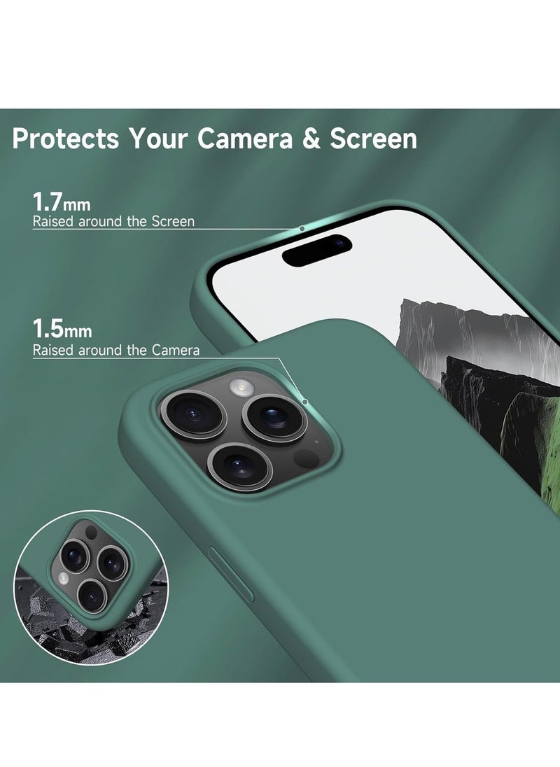 JAJEEK "New Soft Liquid Silicone Gel Case for iPhone 16 Pro Max – Full Body Shockproof Protection, Matte Finish & Soft Microfiber Lining (Pine Green)" - Image 5