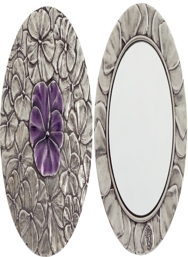 DANFORTH - Pewter Pansy Purse Mirror - Handmade Hand-Held Mirror for Women - Purple Flower Gift Accessories - Made in USA (3 inches) - Image 1