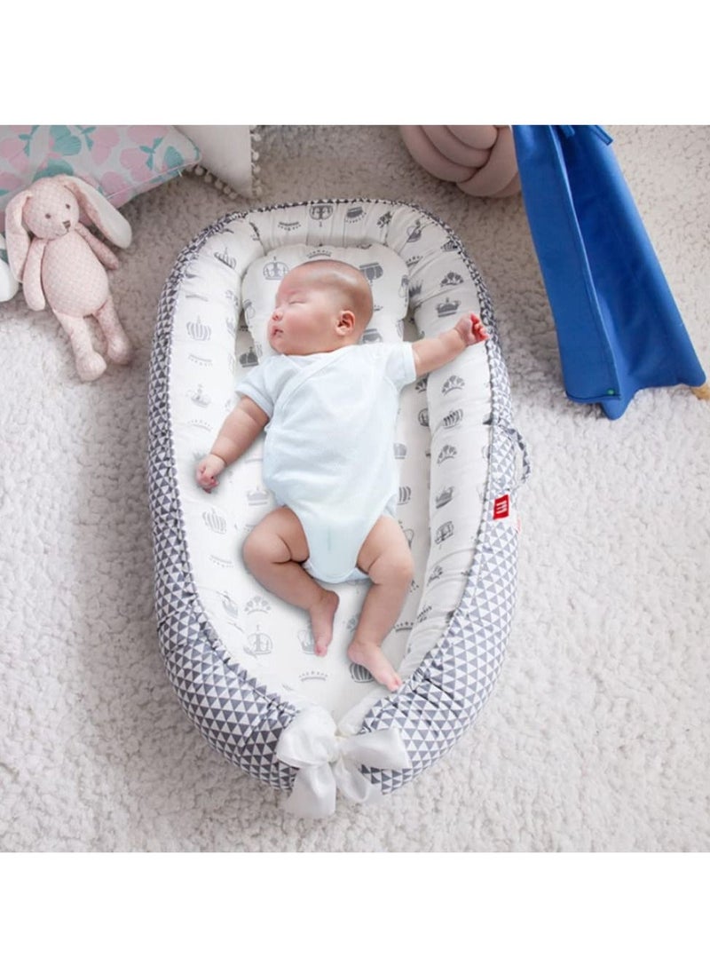 MIXDE - Foldable, Removable And Washable, 100% Cotton Portable Pressure Protection Crib Lounger Sleeping Baby Nest - Image 1
