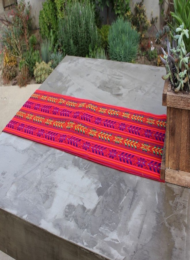 Del Mex Woven Rebozo Style Mexican Table Runner Scarf (Red) - Image 4