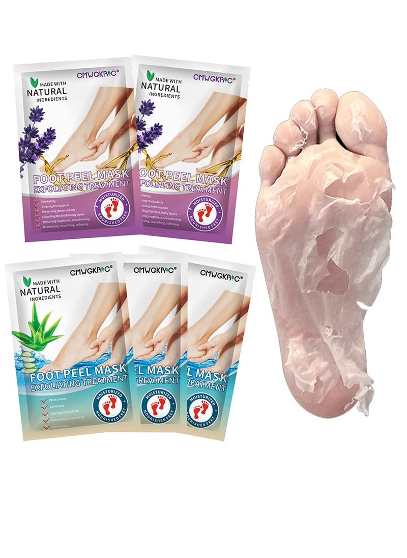 CMWGKBC - 5 Pack Foot Peel Mask,Exfoliator Peel Off Calluses Dead Skin Callus Remover,Foot Mask for Dry Cracked Feet,Foot Peel Mask with Lavender and Aloe Vera Gel for Men and Women Feet Peeling Mask - Image 1