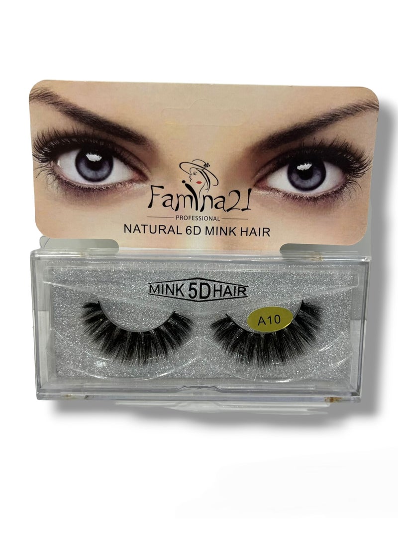 Famina21 Natural 6D/5D Mink Hair Eyelashes - Set of 30 Models (A10) - Image 1