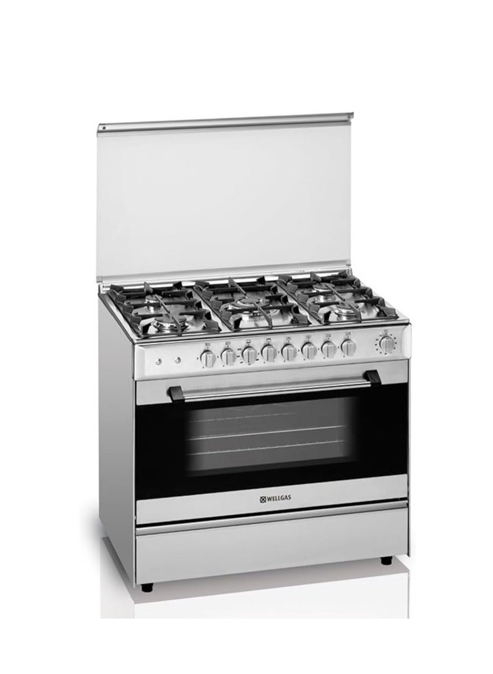 WELLGAS WellGas Gas Oven, 90*60Cm, 5 Burners, 116L, Portuguese, Safty, Steel - GCW 99SS - Image 1
