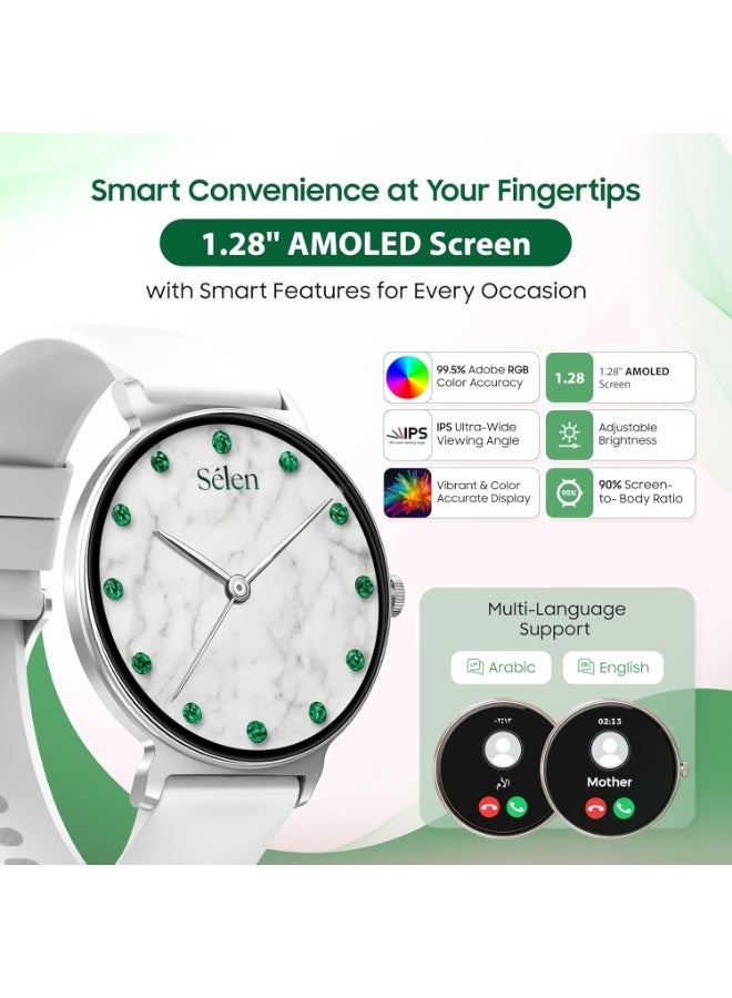 Xcell Selen 3 Women's Smartwatch | 1.27" AMOLED Display | Slim Design | IP67 | Bluetooth Calling | Heart Rate & SpO2 | Workout Detection |1 Week Battery | English & Arabic- Grey Frame & Slicon Strap - Image 4