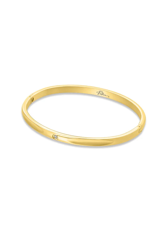 بوليس POLICE Lavaliere Gold-Plated Bangle - Crystal-Embellished Center for Elegant Sparkle