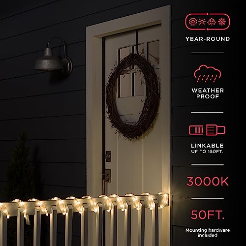 UltraPro LED Rope Lights, 50ft Classic Clear Rope, Warm White Light 3000K, Indoor/Outdoor, Flexible, Linkable, Durable, Rope Lights Outdoor, 54505 - Image 2