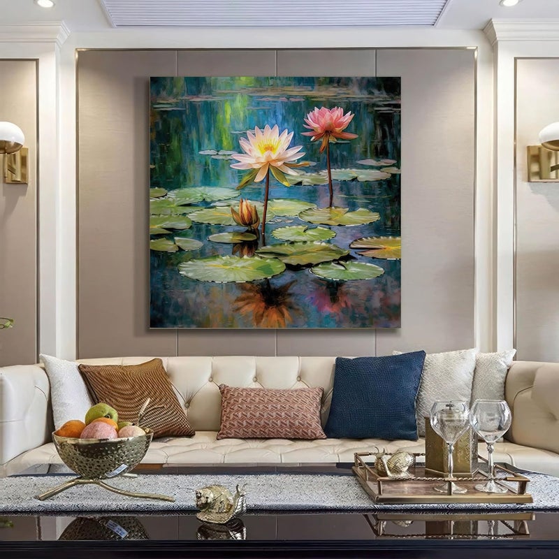 999STORE 999STORE Tranquil Water Lily Art Print Vibrant Pond with Blooming Pink and White Water Lilies for Peaceful Home Dcor 