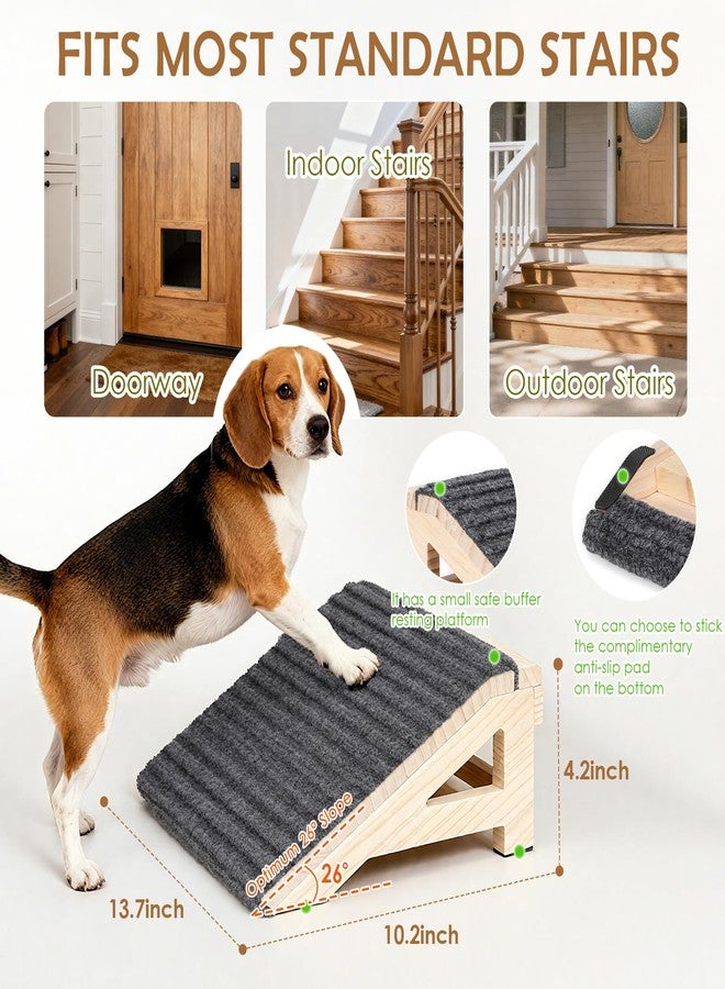 KISIMUY 1-Pack Dog Stairs Ramp for Small & Aged Dogs - Wooden Anti-Slip Pet Steps, Low-Angled Dog Assist Ramp for Indoor & Outdoor, 4.2in, Slant Board Calf Stretcher & Footrest, Patio/Home/Office 3-in-1 Use - Image 2