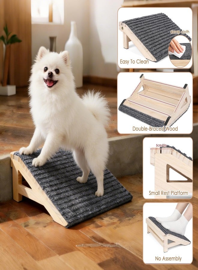 KISIMUY 1-Pack Dog Stairs Ramp for Small & Aged Dogs - Wooden Anti-Slip Pet Steps, Low-Angled Dog Assist Ramp for Indoor & Outdoor, 4.2in, Slant Board Calf Stretcher & Footrest, Patio/Home/Office 3-in-1 Use - Image 3